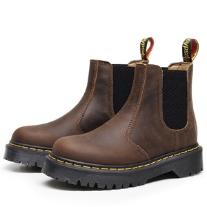 Botas Chelsea - Botas de Motociclista con Plataforma para Mujer - Botas Cortas de Cuero Genuino con Suela de Cuña Baja - Product Image 5