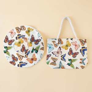 Conjunto de Bolso de Lona y Sombrero de Playa de Dos Piezas, Estilo Europeo y Americano, Diseño Deportivo y de Viaje, Transpirable, Cómodo, Ajustable, Unisex - Product Image 4