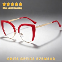 Dernières tendances de la mode féminine, montures optiques œil de chat, lunettes de vue personnalisées anti-lumière bleue pour femmes