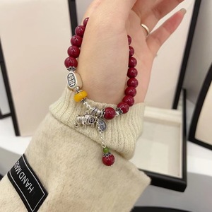 Auspicious <b>Elephant</b> Bracelet 999 Pure Silver Cinnabar Tassel Women's Jewelry <b>Gift</b> - Product Image 3