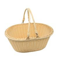 Nouveautés : Paniers de pique-nique multifonctionnels en rotin tressé et plastique PP, style mignon, écologiques, faits à la main, avec poignée, pour le rangement et les cadeaux