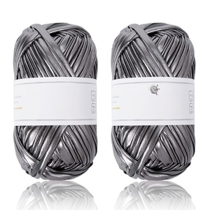 Metallic T-Shirt <b>Yarn</b> for Crocheting Handmade Bags <b>100</b>% <b>Polyester</b> <b>Yarn</b> for Woven Bags - Product Image 1