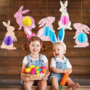 DAMAI Wholesale <b>Easter</b> Decor Bunny Honeycomb Hanging Cartoon Egg Rabbit Paper Ornaments Supplies for Home Party Decoration - Product Image 2