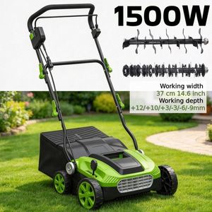 Aérateur de pelouse électrique 2-en-1 VERTAK 1500W, largeur 37cm, <span class=keywords><strong>avec</strong></span> sac de collecte 45L, scarificateur désherbeur pour jardin domestique - Product Image 1