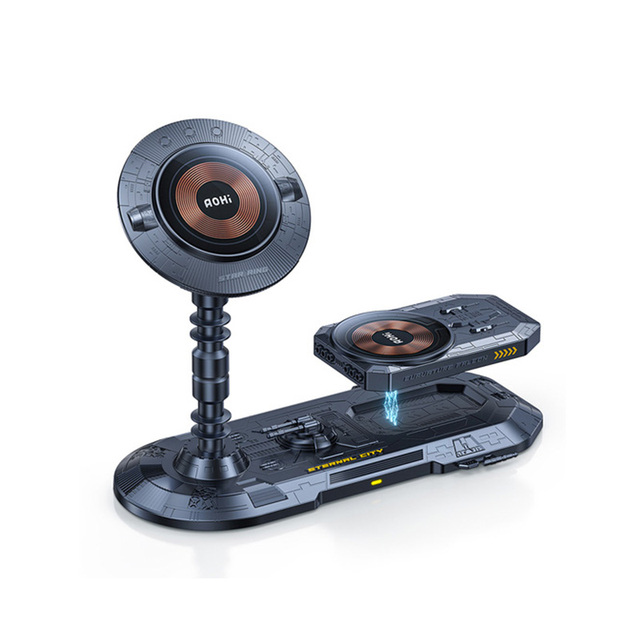 AOHI Future Eternal City 2 In1 Wireless Charger Mag-netic Power Bank Charging Station for iPhone Cyberpunk Diy Assembled Toy