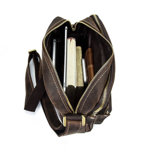 Sac messager vintage en cuir pour hommes, sac à bandoulière de voyage de grande capacité - Product Image 1