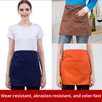 Tablier demi-longueur en sergé noir pour hommes femmes pour serveurs hôtels restaurants cafés occidentaux cuisine chef restaurant bar uniformes