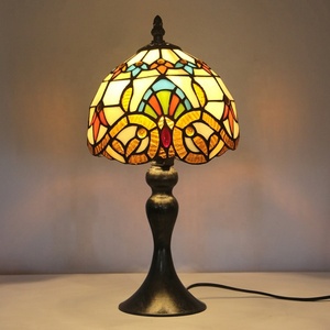 LongHuiJing Baroque <b>Small</b> Mini Tiffany Table Lamp With Colourful Stained Glass Lampshade Handmade Art Lamps - Product Image 2