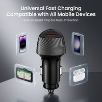 Chargeur de voiture double USB 38W PD QC3.0 avec logo personnalisé, chargeur rapide en fibre de carbone, adaptateur allume-cigare