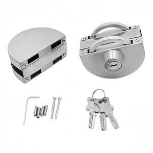 ステンレス製二重磁気スライドガラスドアロック U字型デザイン 防水 キー操作 研磨済み 盗難防止 オフィス用 - Product Image 6