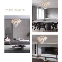 Lustre Moderne de Luxe en Verre Cannelé en Forme de Pétale, Suspension Sculpturale en Cristal Faite à la Main pour Projet Hôtelier, Hall de Villa