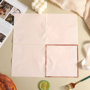 Gold-<b>edged</b> <b>square</b> napkins, high-end disposable paper towels for hotels, restaurants, celebrations, and anniversaries. Wholesale. - Product Image 3