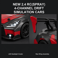 Voiture RC 2.4G rechargeable avec pulvérisation, phares et simulation de drift, véhicule de course 4x4 pour enfants