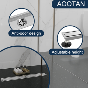 Tùy chỉnh hiện đại dài thép không gỉ tuyến tính gạch chèn giấu vòi hoa sen xả cho phòng tắm chất lượng sàn thoát nước - Product Image 2