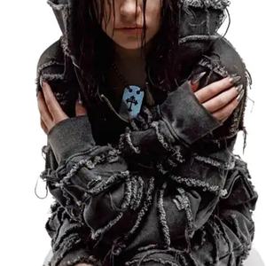 Vente en gros de sweats à capuche de luxe de haute qualité, fabriqués sur mesure, avec fermeture éclair, effet délavé vintage - Product Image 3