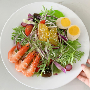 Olive Oil <b>Rainbow</b> <b>Light</b> Salad Blackcurrant Rose Salt Fresh Shrimp Parsley Purple Cabbage Healthy Life Weight Meal Shop Display - Product Image 2