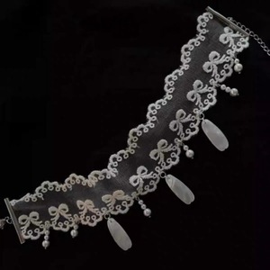 Collier ras du cou en dentelle blanche Yiting avec nœud et pompon perlé, élégant accessoire de mode pour femme, été 2024 - Product Image 3