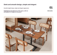 Canapé de restaurant occidental ignifuge en rotin et bois massif avec table et chaises de café pour restaurant BBQ