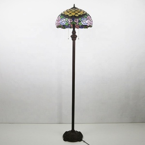 Lámpara de Pie Tradicional de Lujo LongHuiJing de 16 Pulgadas con Diseño de Flor de Peonía, Hecha a Mano con Vidrio Multicolor para Sala de Estar - Product Image 5