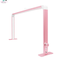 Table à ongles carrée pliable grande taille, couleurs ajustables, lumière demi-lune pour salon de beauté, lampe de bureau rose pour ongles