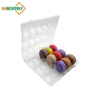 Boîte à clapet articulée transparente en PLA pour 15 macarons, biscuits et desserts – Emballage de présentation
