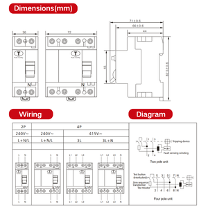 Dispositivos de corriente residual ONESTO 1P + N 240V RCD Disyuntor 10mA 30mA 100mA 300mA RCCB Disyuntor - Product Image 4