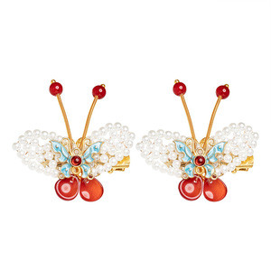 Pinza para el pelo con cuentas de mariposa, estilo antiguo, nuevo accesorio para el pelo de estilo chino, estilo tradicional chino, Hanfu, borde hecho a mano - Product Image 5