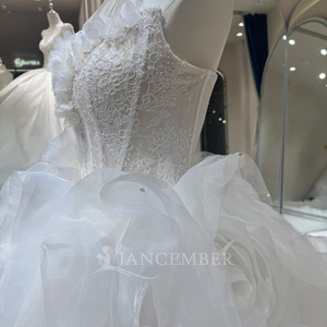 Dw0229 Gorgeous <b>Sheer</b> Corset Giant 3D Rosette Organza <b>White</b> Ball Gown Wedding <b>Dress</b> Jancember - Product Image 4