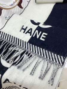 Çift taraflı jakarlı kaşmir kadın kış eşarp-mektup rengi blok tasarımı ile uzun şal - Product Image 5