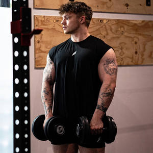 سترة رياضية رجالية مخصصة بالجملة، مقاس كبير، صيفية، عصرية، صديقة للبيئة، قابلة للتنفس، مقاومة للتكور، مصنوعة من القطن والسباندكس المحبوك - Product Image 4