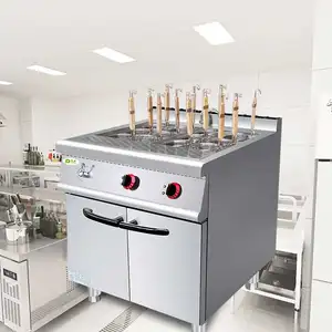 Equipo de restaurante comercial tipo piso de hotel cocina comercial 12 cesta caldera de fideos/cocina con gabinete para restaurante