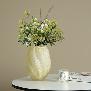 Hot Sale Cream Wind Glass <b>Vase</b> Pre-loved High-end Modern Minimalist Home Hydroponic Glass <b>Vase</b> - Product Image 2