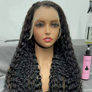 Mật Độ 200% 12A Lớp Brazil Tóc Con Người 36-38 Inch Nước Xoăn Cho Ren Phía Trước Trong Suốt Bé Tóc Glueless Dài Tóc Giả - Product Image 1