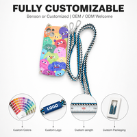 Lanière de téléphone bandoulière en tissu tissé avec fil pailleté bleu et blanc, longue sangle en tissu avec double fermoir mousqueton pour coque de téléphone et accessoire de sac