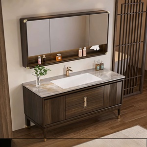 <span class=keywords><strong>Mobile</strong></span> <span class=keywords><strong>Bagno</strong></span> in Legno <span class=keywords><strong>Wenge</strong></span> Laccato e Gomma di Caucciù, Stile Cinese Moderno, con Lavabo Integrato in Ceramica, <span class=keywords><strong>Mobile</strong></span> Lavabo da Terra - Product Image 2
