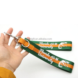 Heavy Duty Durable Custom Color Logo Brand Name 3D Silk Print Jacquard Strap Short Lanyard Keychain