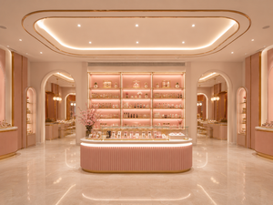 Aménagements de Présentation Personnalisés pour Magasins de Parfums – Mobilier Moderne Français pour Boutiques de Fragrances en MDF Laqué, Laiton et Verre – Aménagement de Magasin OEM ODM - Product Image 3