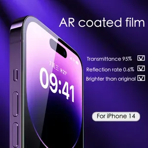 ฟิล์มกันรอยแบบใส 2.5D ป้องกันแสงสะท้อน 95% สำหรับ iPhone 15-18 Pro Max กระจกนิรภัยป้องกันแสงสะท้อน - Product Image 2