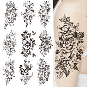Sexy tribale braccio animale fiore tatuaggi temporanei per gli uomini e le donne bianco trasferibile adesivo di carta facile applicazione del corpo - Product Image 5