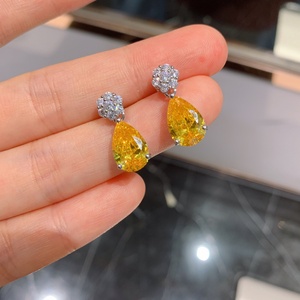 Fashion Eco-friendly Copper Minimalist Style 8*12MM Yellow Zircon Teardrop Pendant <b>Earrings</b> <b>Set</b> Simple Korean Jewellery <b>Set</b> - Product Image 4