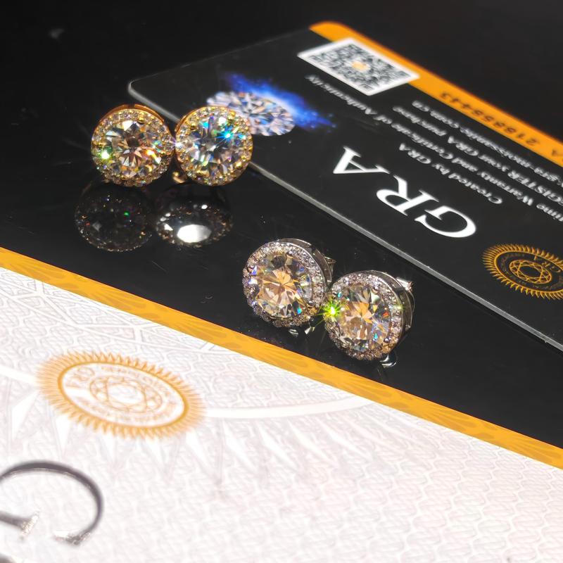 Iced Out Moissanite Round Stud Earrings