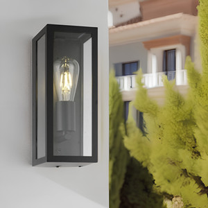 Lámpara de Pared Exterior <span class=keywords><strong>KANGHUI</strong></span> Moderna de Acero Inoxidable Negro con Pantalla de Vidrio Templado E27 2700K AC220V con Certificación CE y 1 Año de Garantía, Impermeable - Product Image 2