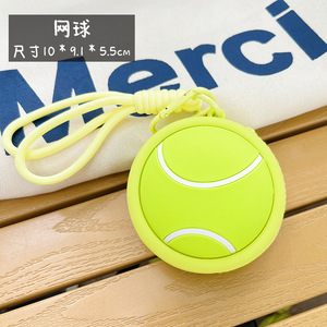 Monedero de silicona con estampado tipográfico de moda, mini soporte para auriculares, bolsa para monedas, llavero con dijes, llavero de baloncesto - Product Image 3