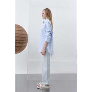 <b>Women's</b> Boxy Poplin Shirt Full Sleeve With <b>Bow</b> Back Wrap <b>Tie</b> Everyday Wear - Product Image 4