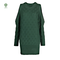 Robe Courte Femme en Coton Tricoté à Col Rond et Épaules Dénudées, Couleur Unie, Style Vintage, Personnalisable avec Logo OEM & ODM, Vente en Gros