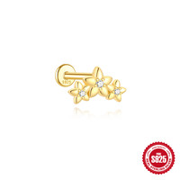 Boucles d'oreilles tendance en argent sterling S925 avec zircon, style Ins, motif Koi, papillon, pompon, abeille, libellule, tête plate, pour cartilage