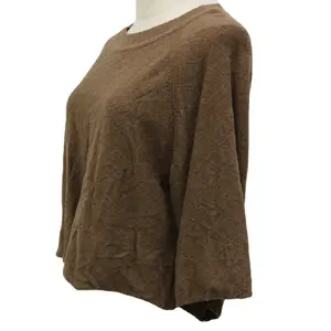 Trendy women's loose comfortable long-sleeved pullover soft warm brown all-match knitted women's sweater