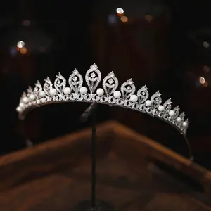 Stunning Royal Wedding Tiaras And Crowns Zirconia Jewelry Hair Accessories Birthday Gift Bridal Crown With Zircon Stone