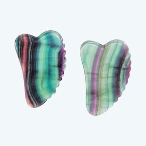 Prix de gros d'usine d'origine, plaque de gua sha en jade fluorite naturel coloré en forme de cœur - Product Image 3