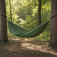 Hamac de camping double en nylon parachute, portable, avec sangles d'attache aux arbres, pour l'extérieur, 5 couleurs, vente en gros